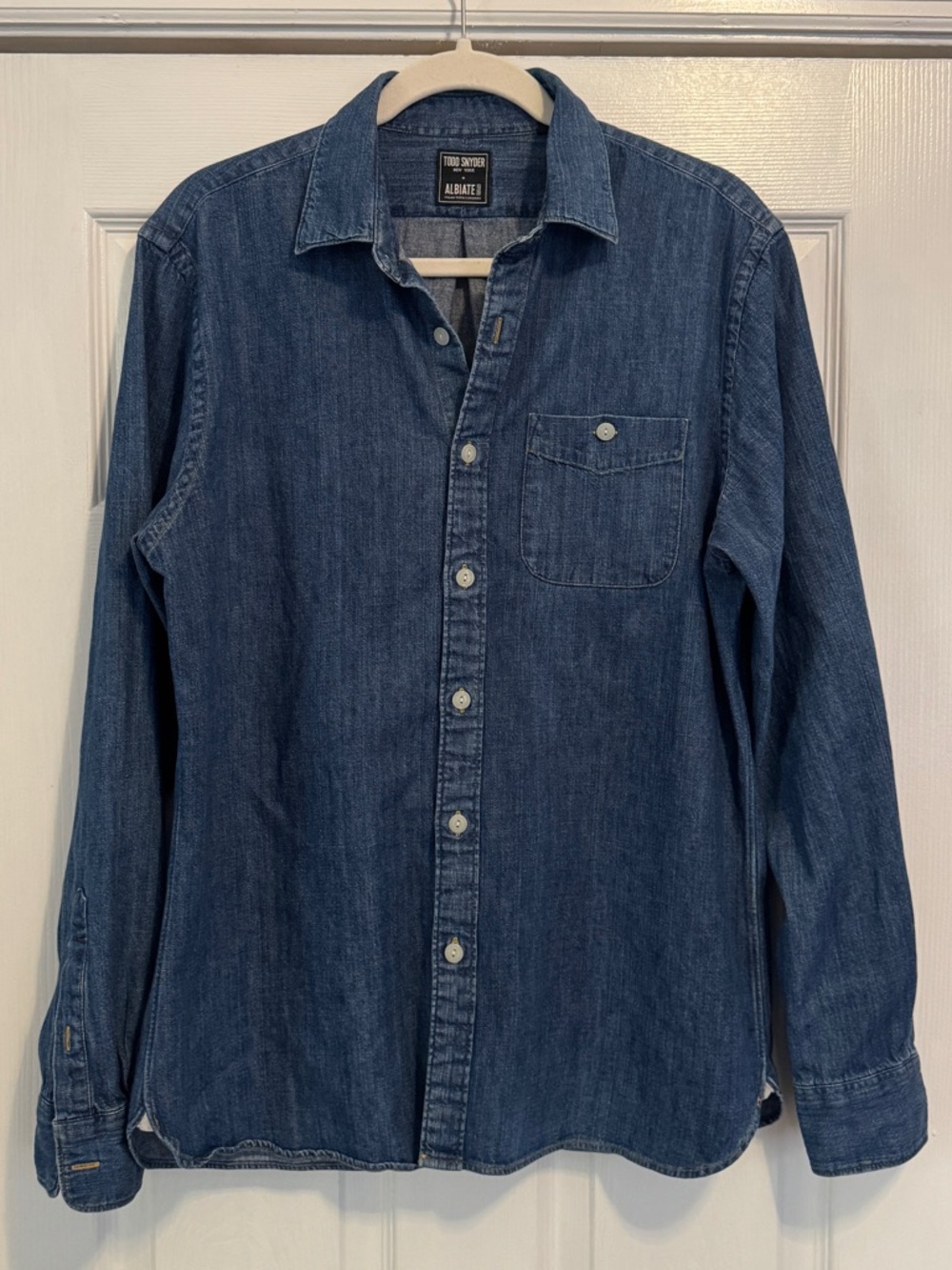 Todd Snyder X Albiate Western Blue Denim Shirt Button Up Long Sleeve 1 Pocket M
